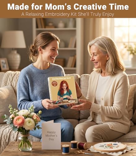 Beginner Embroidery Kit for Adults, 3 Pack Patterns with Video Guide
