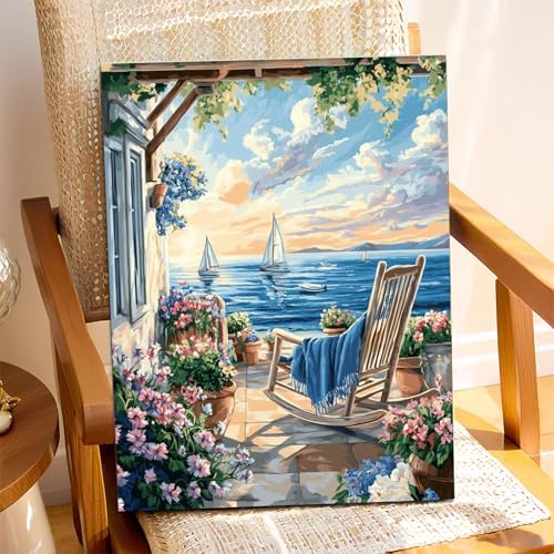 XTCIXAL Paint by Numbers Kit for Adults, Beach, 16X20 Inch