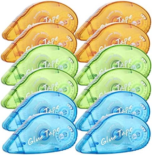XUXU 12 Pack Double Sided Tape Roller Scrapbook Tape | Permanent Adhesive Tape Dispenser Runner for Crafts and Arts Projects Photo-Safe