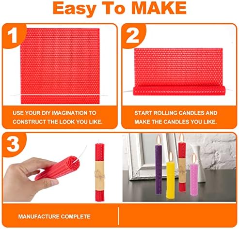 Thleunei Beeswax Candle Making Kit for Kids - 24 Pack 10x8 Inch Beeswax Sheets Candles Making Kit Supplies - Perfect DIY Craft Gift for All Ages,Create Beautiful, All-Natural Candles at Home