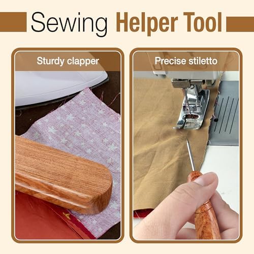Savina Set 4 - Tailor Clapper/Seam Roller/Stiletto/Seam Rippers for Sewing - Wooden Sewing Quilting Tools