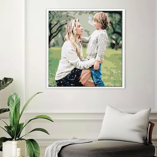 CUSTOM STEWARD Mother Day, Custom Paint by Numbers Kit, DIY Personalized Canvas Painting Set with Acrylic Paints, 3 Brushes, Numbered Canvas, Home Decor, Gifts for Mom from Daughter Son