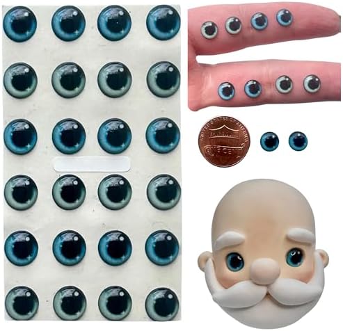 3D Resin Doll Eyes – 7mm Self-Adhesive Craft Eyes (24 pcs / 12 Pairs) – Realistic Cabochon Eyes for Amigurumi, Dolls, Polymer Clay, Cold Porcelain, Felt & DIY Crafts (Realistic Gray)