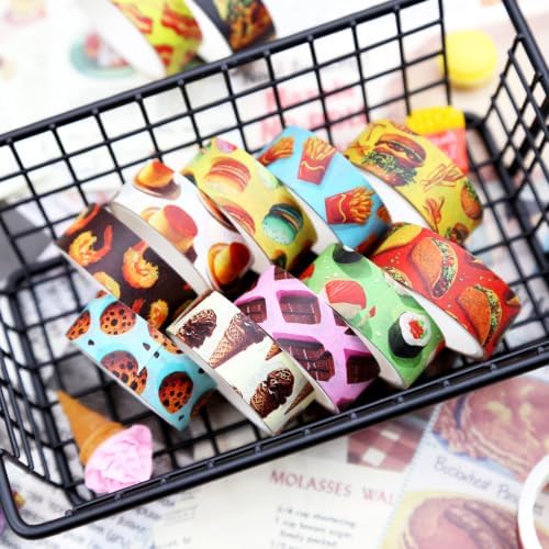 16 Rolls Food Theme Washi Tape Set,Cute Decorative for Crafts