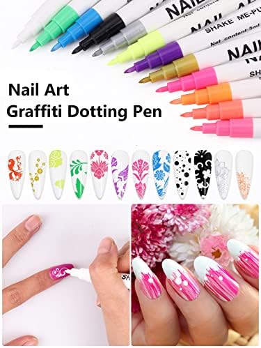 12 Color 3D Nail Art Pens Set Kalolary Nail Point Graffiti Dotting Pen