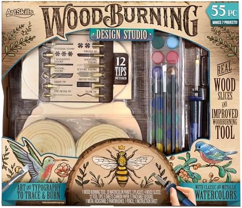 ArtSkills Wood Burning Tool Kit – 55 Piece Complete Woodburning Gift Set | Arts and Crafts Kit, Cool Gifts for Teens and Adults, Fun Crafts DIY Projects, Pyrography Kit