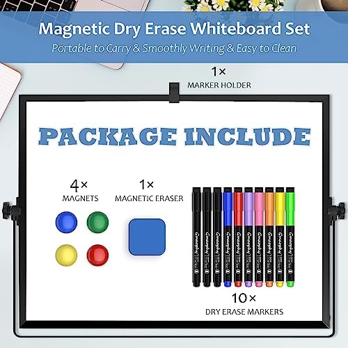 White Board with Stand, Small Dry Erase Board, 16"x12" Magnetic Whiteboard