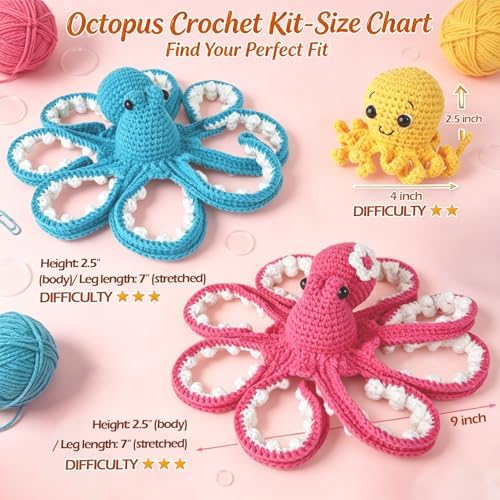 MAGIMUSE Crochet Kit for Beginners, Octopus Family Amigurumi Craft Kit