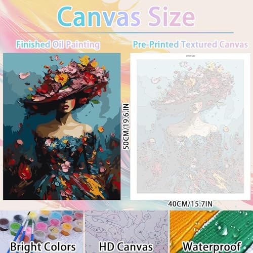 WULINHUAFA Women Paint by Numbers Adults Beginner 16x20 Inch | Women Adult Paint by Number Kits, DIY Acrylic Oil Easy Painting by Numbers for Gifts Home Wall Decor Without Frame