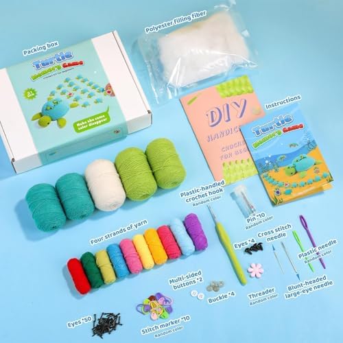Crochet Kit for Beginners, 21 Pcs Turtles Crochet Animal Kit for Adults