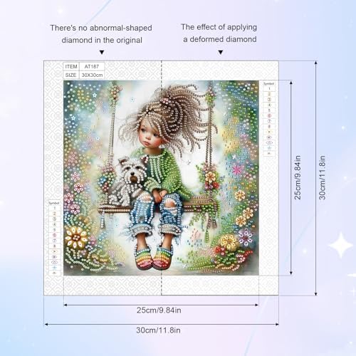 AiYuanzsh 5D Special Shape Diamond Art Kits for Beginners, Swing Diamond Art Painting Kits for Adults, Crystal Rhinestones Diamond Art Painting for Home Wall Decoration Gift 12×12 inch