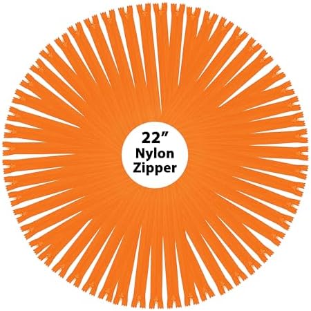 Mandala Crafts 60 PCs Orange Closed-End 22 Inches Nylon Zippers for Sewing