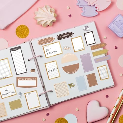 Ctosree 24 Sheets Planner Stickers with Tweezer to Do List, Neutral Color