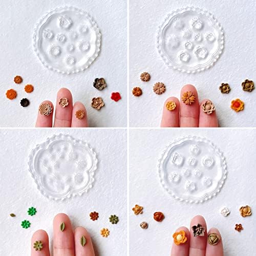 KEOKER Flower Polymer Clay Molds - 12 Pcs Rose and Leaves Molds for Polymer Clay Jewelry Making, Daisy Miniature Clay Molds