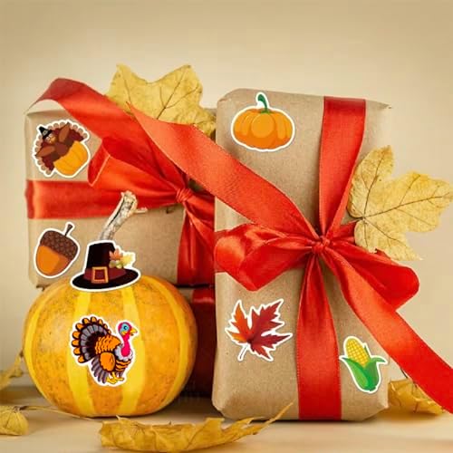 Thanksgiving Stickers Pack, 100Pcs Cute Vinyl Thanksgiving Stickers for Water Bottles Envelopes Scrapbooking Crafts, Funny Fall Hoilday Sticker Gifts for Kids Teens Adults