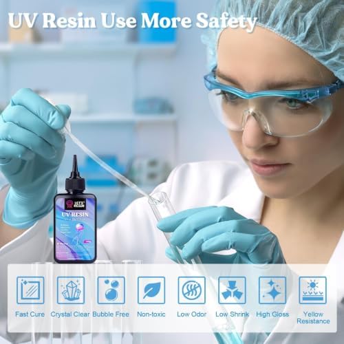 LET'S RESIN UV Resin, 300g Hard Resin Kit for Craft, Casting, Silicone Mold | Crystal Clear, Low Viscosity, UV Glue, Low Odor, Anti-Yellowing, Fast Cure, Beginner-friendly for UV Jewelry, Keychain Craft