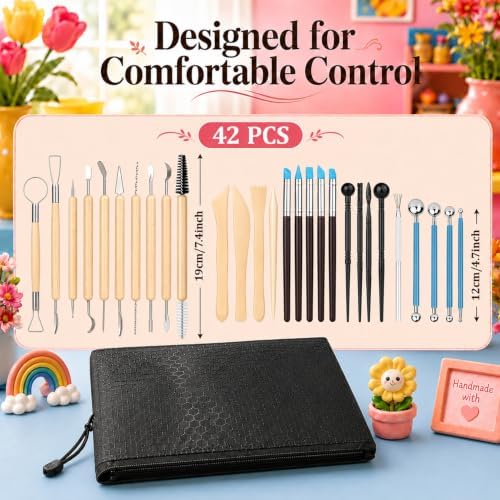 CLAYPRO 42Pcs Clay Tools Kit, Ceramic & Pottery Tools for Adults