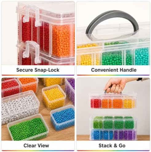 Bead Storage Organizer, 56 Containers, 3-Tier Stackable Case