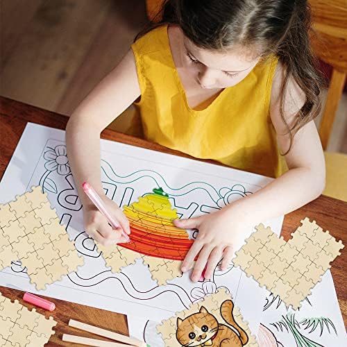 300PCS Blank Puzzles, Freeform Blank Puzzle Pieces Blank Wooden Puzzles DIY Jigsaw Puzzles Plain Puzzle Pieces for Crafts, Arts, Card Making (1.18" x 1.18")