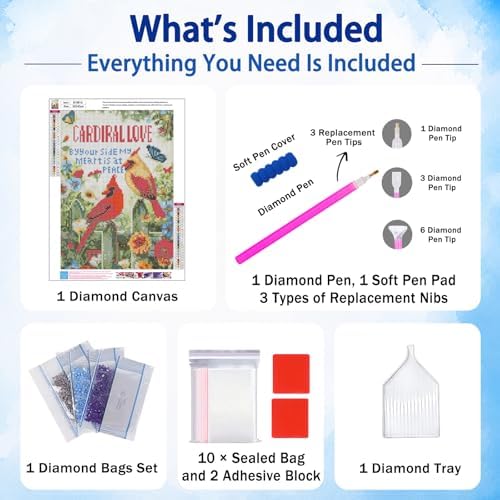 AUKELHJ Diamond Art Kits for Adults, Cardinal Diamond Painting, 12x16 Inch