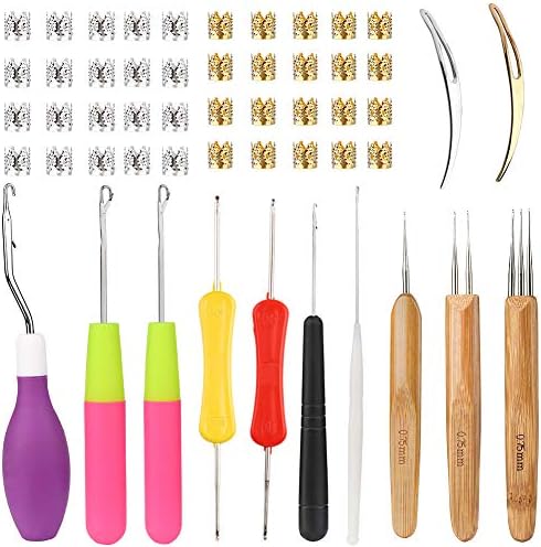 52 Pcs Dreadlock Crochet Hook Set Crochet Needles for Hair Knitting Needle