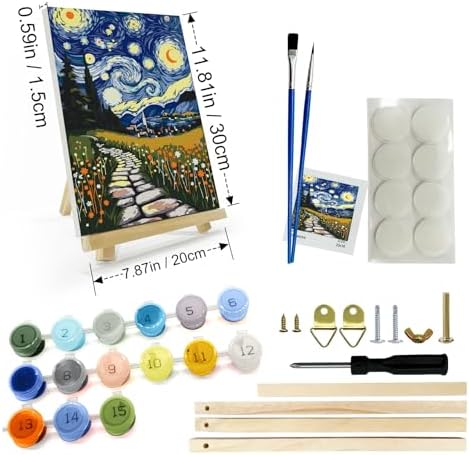 JOOZ Starry Night Framed Paint by Numbers Kit for Adults 8x12 Inch