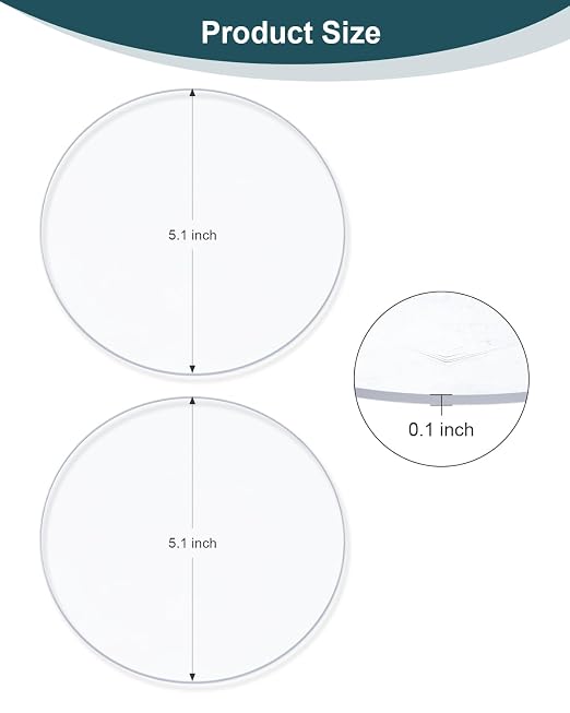 UCEC 2 Pcs 5.1in Clear Circular Cutting Pads for Die Cutting & Scrapbooking | Polycarbonate Plastic Cutting Plates for Die-Cut Machines, Crafting & Scrapbooking, Durable Clear Circular Pads, 5.1 Inch