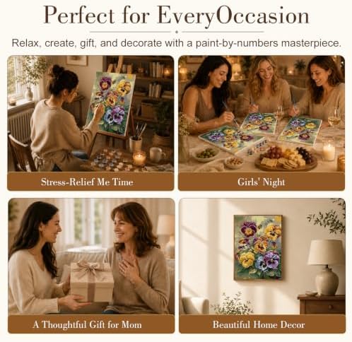 TELMOXA Flowers Paint by Numbers Kit for Adults, 16x20 in