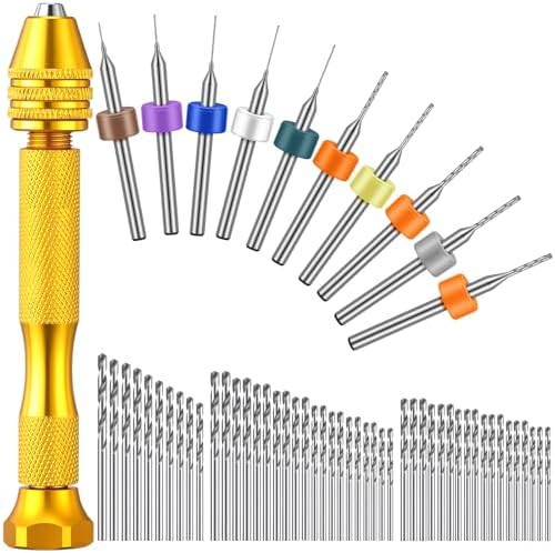 Zhehao 59 Pcs Hand Drill Bits Set Micro Drill Bit Set for Crafts, Gold
