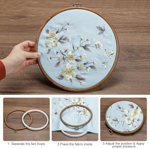PATIKIL 7x5.9inch Embroidery Hoops, 5Pieces Imitated Wood Oval Frame Cross Stitch Hoop Ring for Embroidery Art Craft Sewing Ornaments Hanging Decoration