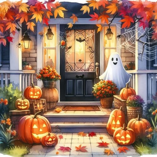 Fall Paint by Numbers Kit for Adults,Ghost Paint by Number 14x14 inch