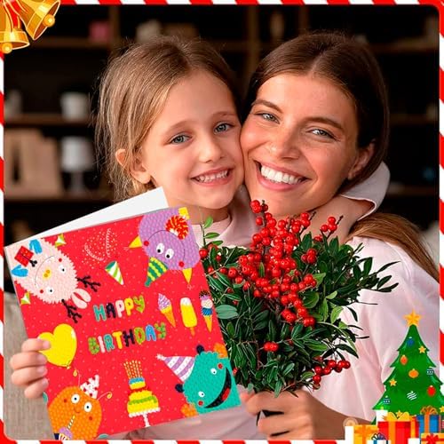 Diamond Art Painting Happy Birthday Cards, 8 Packs 5D Diamond Greeting Cards Kits for Adults DIY Diamond Art Birthday Cards with Envelopes Birthday Gifts for Families, Friends, Partners