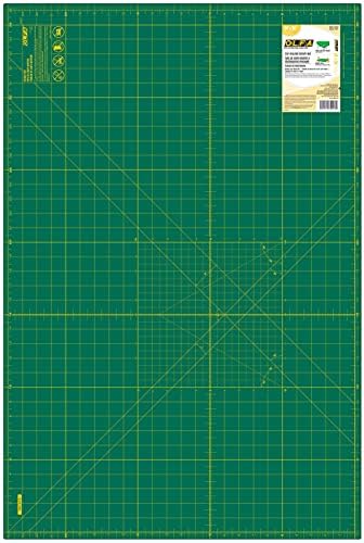 OLFA 24x36" Self-Healing Rotary Cutting Mat (RM-MG) - Double-Sided, Green | Self-healing, triple-layer, double-sided grid, rotary cutter safe - Large quilting projects - Quilters and Crafters