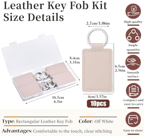 10 Pcs Leather Key Fob, Rectangular Laser Engraving Blanks Keychain Blanks