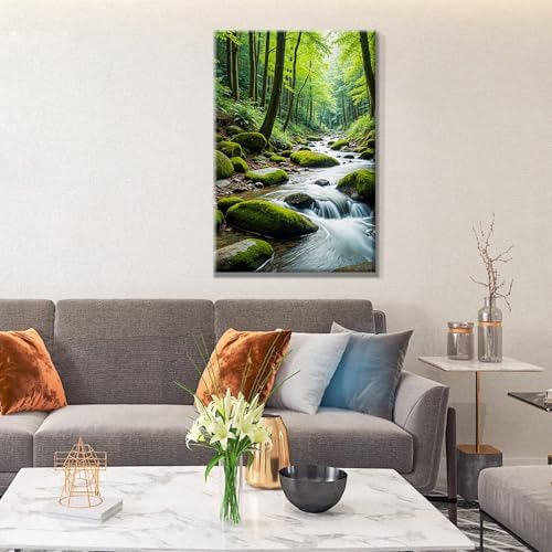 JOOZ Paint by Numbers Kit for Adults with Frame Landscape Paint by Number with Easel Forest Adult Paint by Number Kits Framed Canvas Tree Oil Painting Kits for Gift Home Wall Decor 8x12 Inch