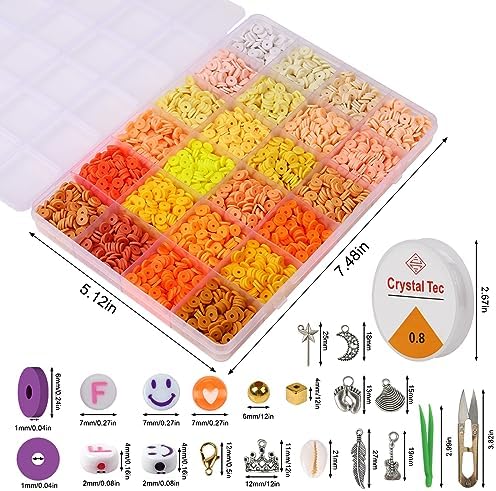 XSEINO 23000Pcs Clay Beads Bracelet Making Kit, 6Boxes 125Colors