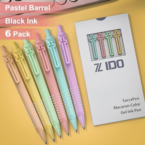 6 Pack Bible Journaling Gel Pens, 0.7mm Black Ink Retractable
