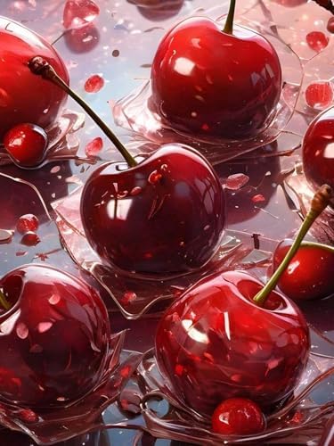Pink Diamond Art Kits for Adults, Cherry Diamond Painting 12x16 Inch