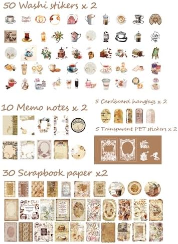 Vintage Scrapbooking Supplies Kit – Scrapbooking Supplies Vintage, Vintage Book Pages & Ephemera, Washi Stickers & Paper for DIY Junk Journals, Collage Art, Memory Albums, and Gift Decoration