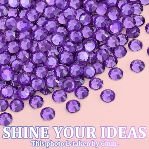 30000Pcs Dark Purple Rhinestones for Bedazzling with B7000 Jewelry Glue, Bedazzler Kit Bulk Flatback Gems, Resin Rhinestones for Crafting Crafts Clothing Shoes Nail Art Assorted Size 2/3/4/5/6mm