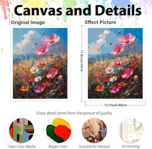 DYAIANGMU Flower Paint by Numbers Kit for Adults Beginners 11.8X15.7inch