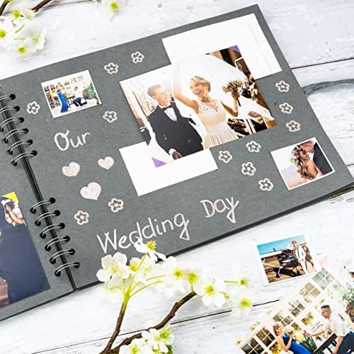 Bstorify Square Scrapbook Photo Albums 50 Pages (11 x 8.5 Inch) Grey | Hardcover with Thick 200 GSM Kraft Paper, Ideal for Your Scrapbooking Albums, Art & Craft Projects (Grey, 11 x 8.5 Inch)