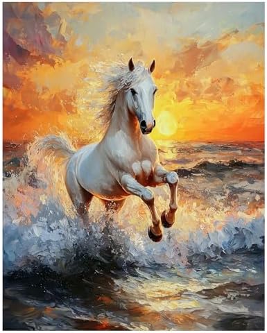 xcemhil Horse Paint by Numbers Kit for Adults Beginner, Horse Paint by Number for Adult, Acrylic Paint by Numbers Kits Suitable for Home Wall Art Decor Gifts 16x20 Inch