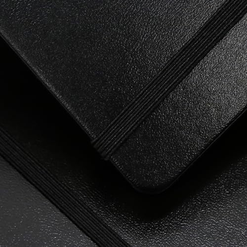 Hardcover Notebook Blank Journal Sketchbook for Drawing, Medium 5.5 by 8.4 Inch, 100 GSM Thick Paper (Black, Plain)