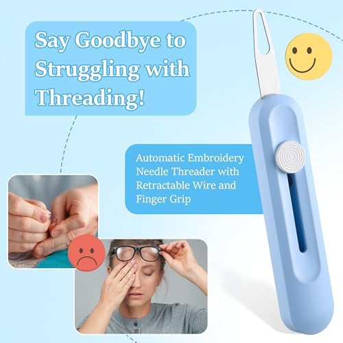 2 Pack Needle Threaders for Hand Sewing, Needlepoint Needle Threader(Blue）
