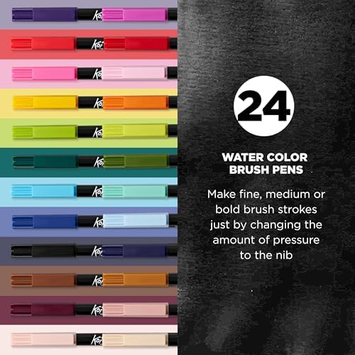 Sakura KoiColoring Brush Pens - Watercolor Brush Pen Set - Assorted Colors - 24 Pack
