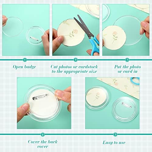 Yilloog 25 Pcs Clear Button Pins for Craft DIY Photo Acrylic Blank Pins 3"