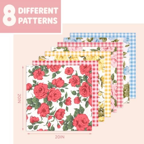 Aubliss 8pcs Fat Quarter Fabric Bundles (100% Cotton - 20'' x 20'')
