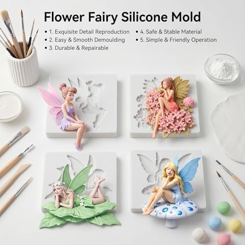 Butterfly Fairy Silicone Molds Elf Girl Polymer Clay Mold Set of 4