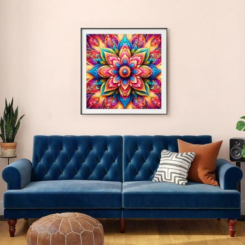 FHBUBPUP 5D Diamond Painting Kits for Adults, Mandala Diamond Art Kits for Beginners - DIY Full Drill Round Diamond Dot Gem Art Flower, Craft Gift Suitable for Home Wall Decoration 12×12Inch